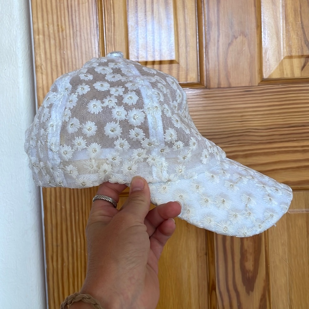 White floral bride cap